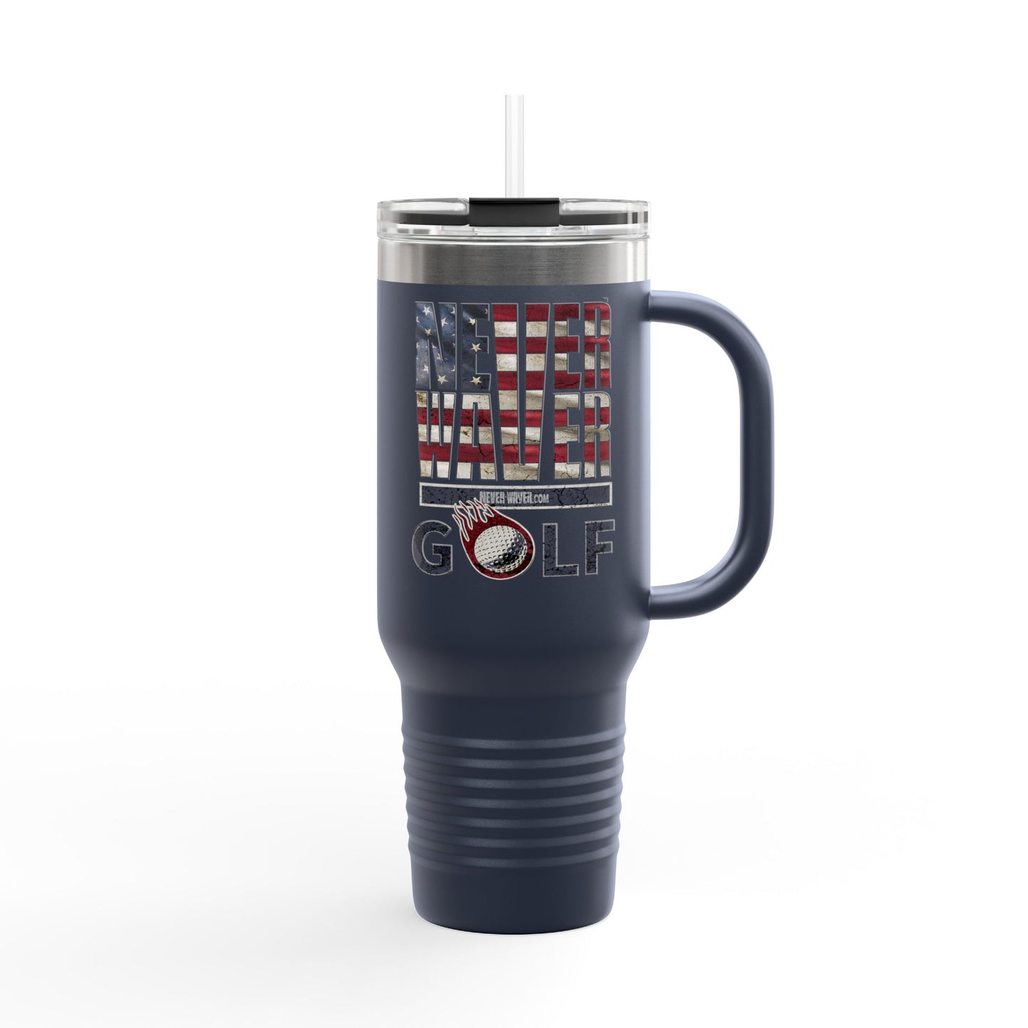 Insulated Travel Mug - "Never Waver Golf" - 40oz Sporty Drinkware