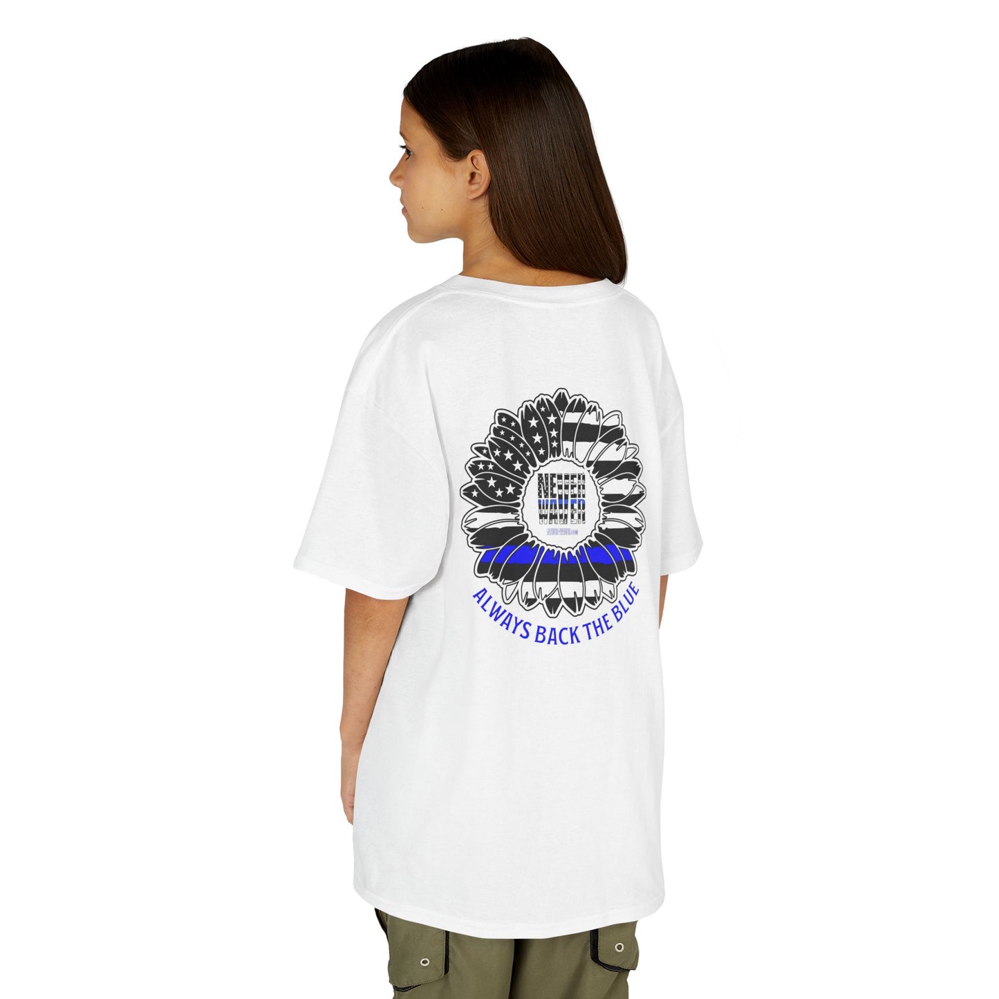 Never Waver Always Back The Blue   Kids Heavy Cotton™ Tee