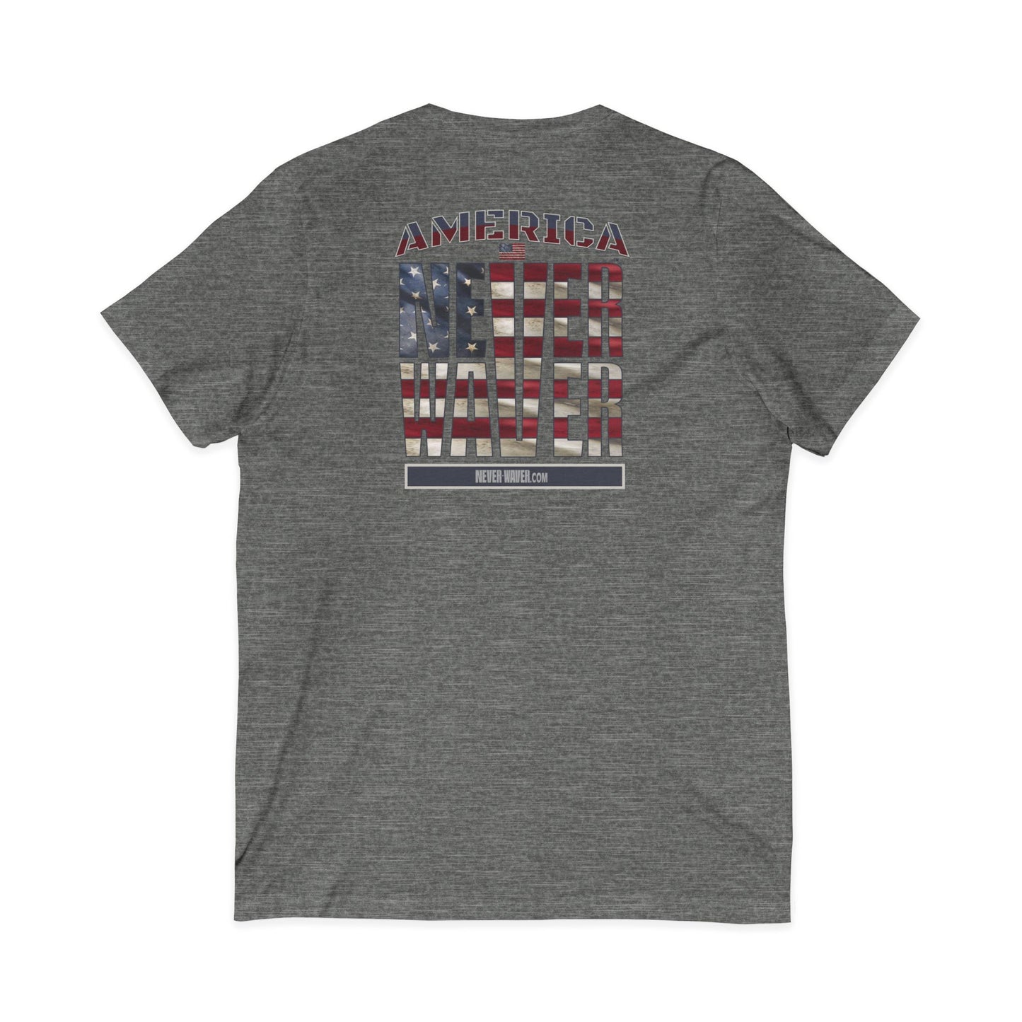 'America Never Wavers' Patriotic Shirt Unisex V-Neck Tee
