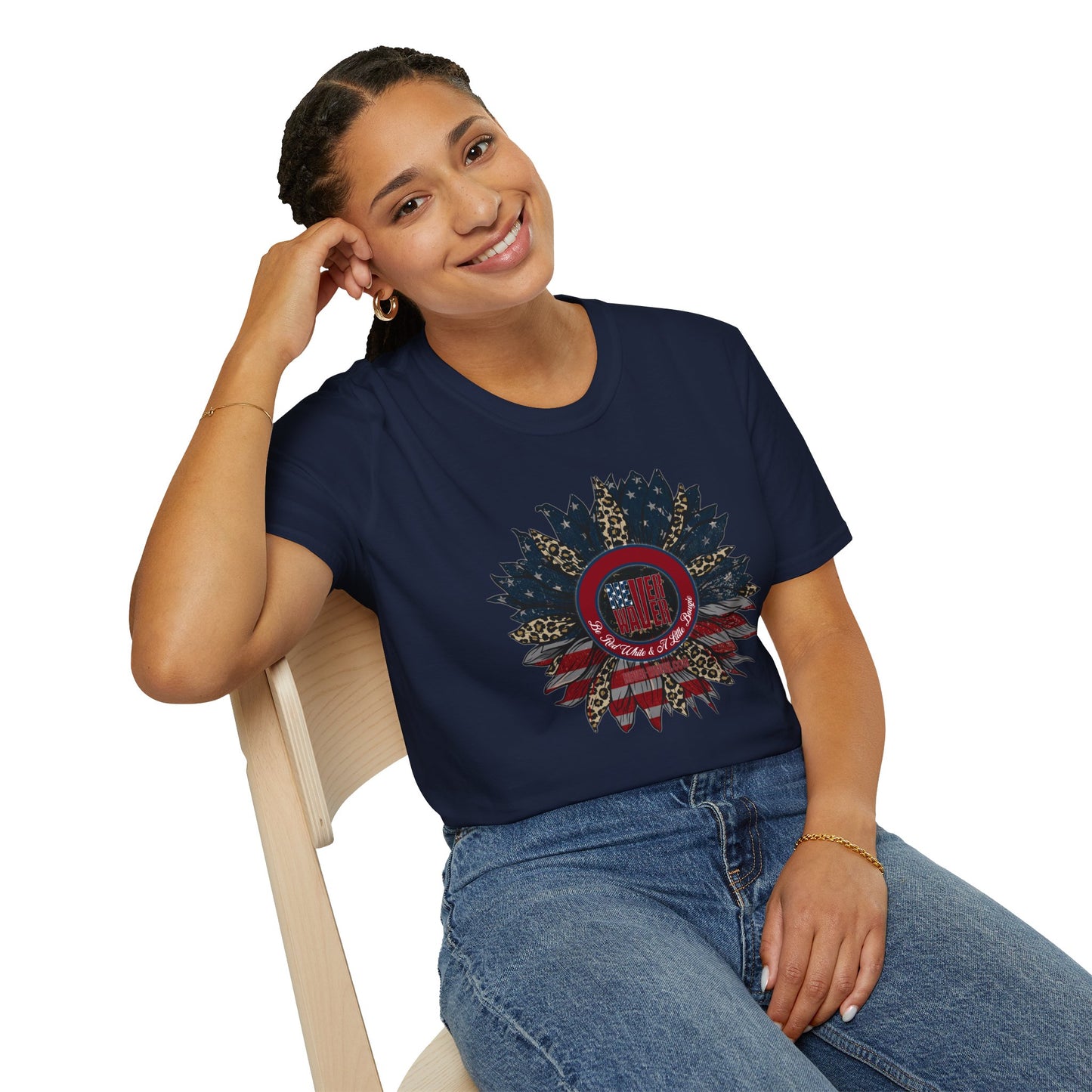Never Waver Be Red White & a Little Bougie Unisex Softstyle T-Shirt