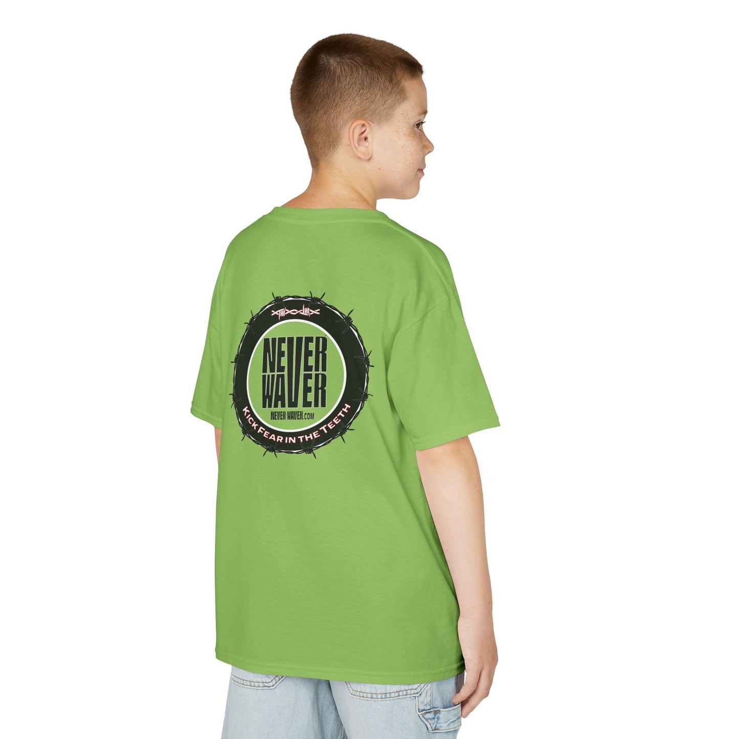 NEVER WAVER KICK FEAR IN THE TEETH Kids Heavy Cotton™ Tee