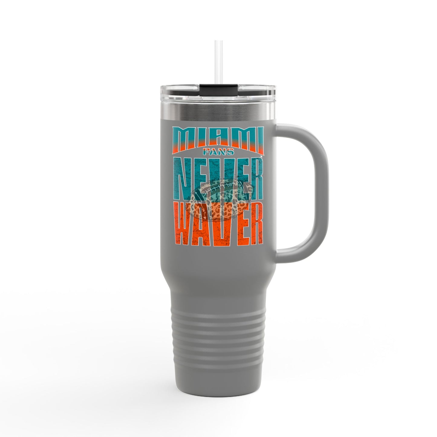 Miami Fans Never Waver W-Leopard Football Insulated Travel Mug, 40oz