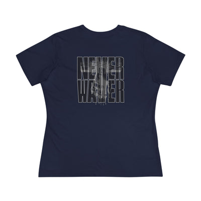 Never Waver” Jesus t-shirt might feature a bold, eye-catching design that reflects a steadfast faith and confidence in Christ.  Women's Cotton Tee