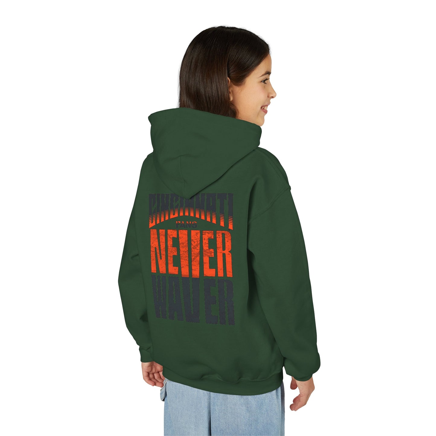 Cincinnati Fans Never Waver Youth Heavy Blend Hooded Sweatshirt