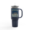 Seattle Fans Never Waver w Leopard Football Insulated Mug, 40oz