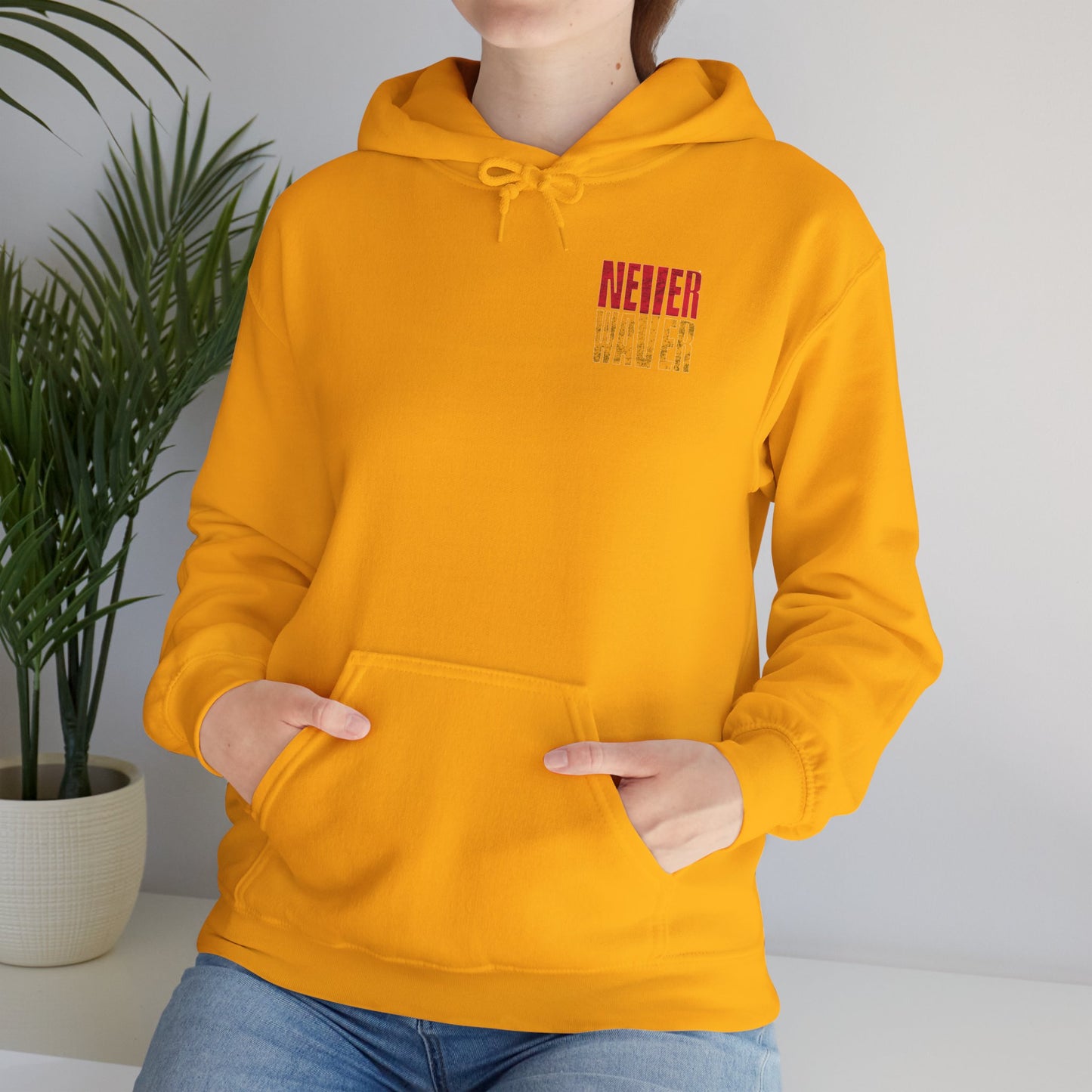 Kansas Fans Never Waver W-Leopard Football Unisex Heavy Blend™ Hooded Sweatshirt