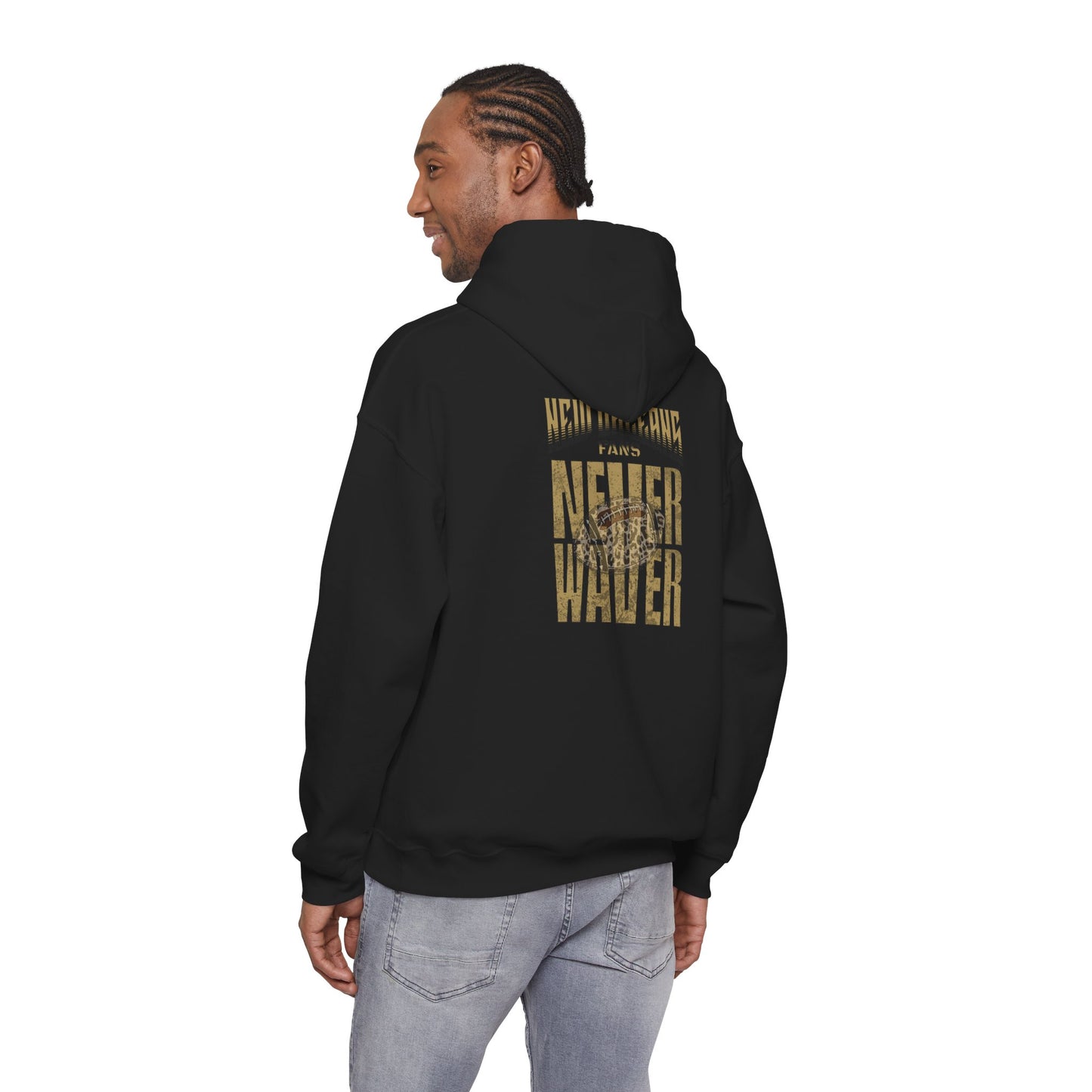 New Orleans Fans Never Waver W Leopard Football Hoodie - Unisex Heavy Blend™ Sweatshirt for Fans