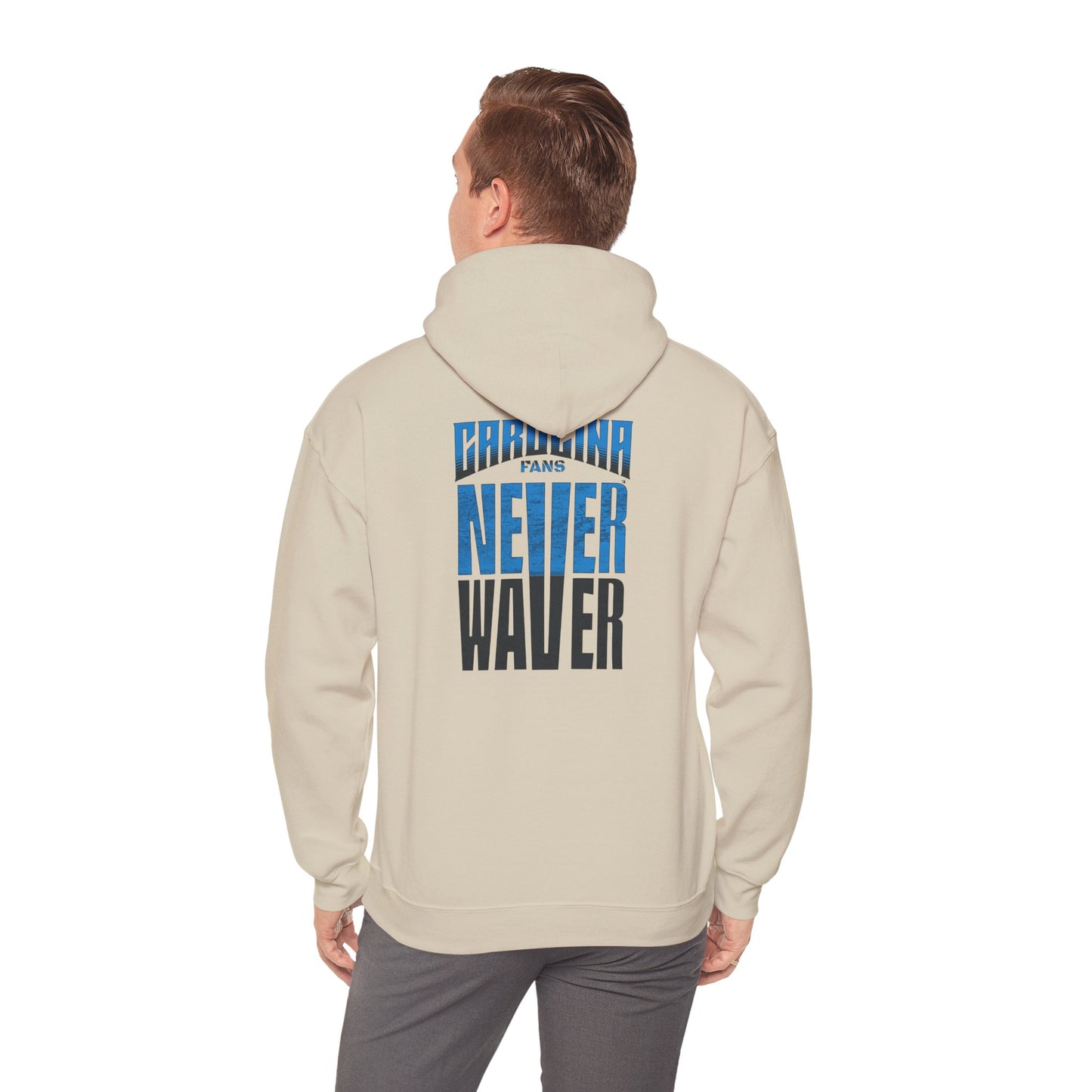 Carolina Fans Never Waver Hooded Sweatshirt | Unisex Heavy Blend™ | Casual Comfort for Fans