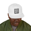 Never Waver Embroidered Square Script Snapback Hat — Bold Monochrome Streetwear