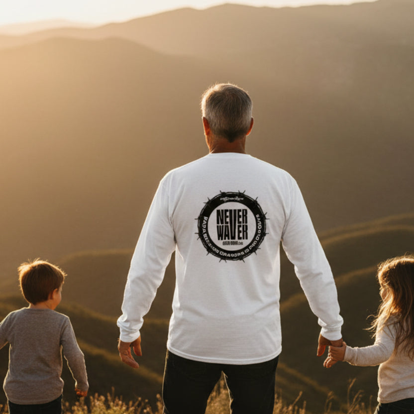 Unisex Long Sleeve Pocket T-Shirt - Never Waver PAPA Because Grandpa Is For Old Guys Design