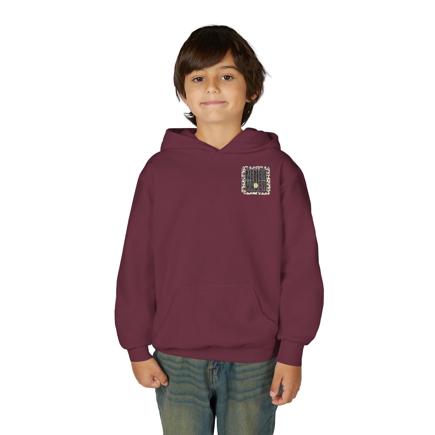 "NEVER WAVER Be The Light Design" Motivational Sweatshirt Youth Heavy Blend Hoodie
