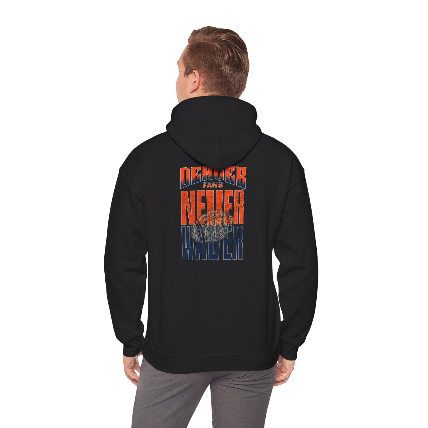 Denver Fans Never Waver W Leopard Football Unisex Heavy Blend™ Hoodie