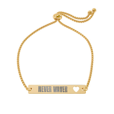 Never Waver Engravable Heart Bar Bracelet — Adjustable Personalized Name Bracelet