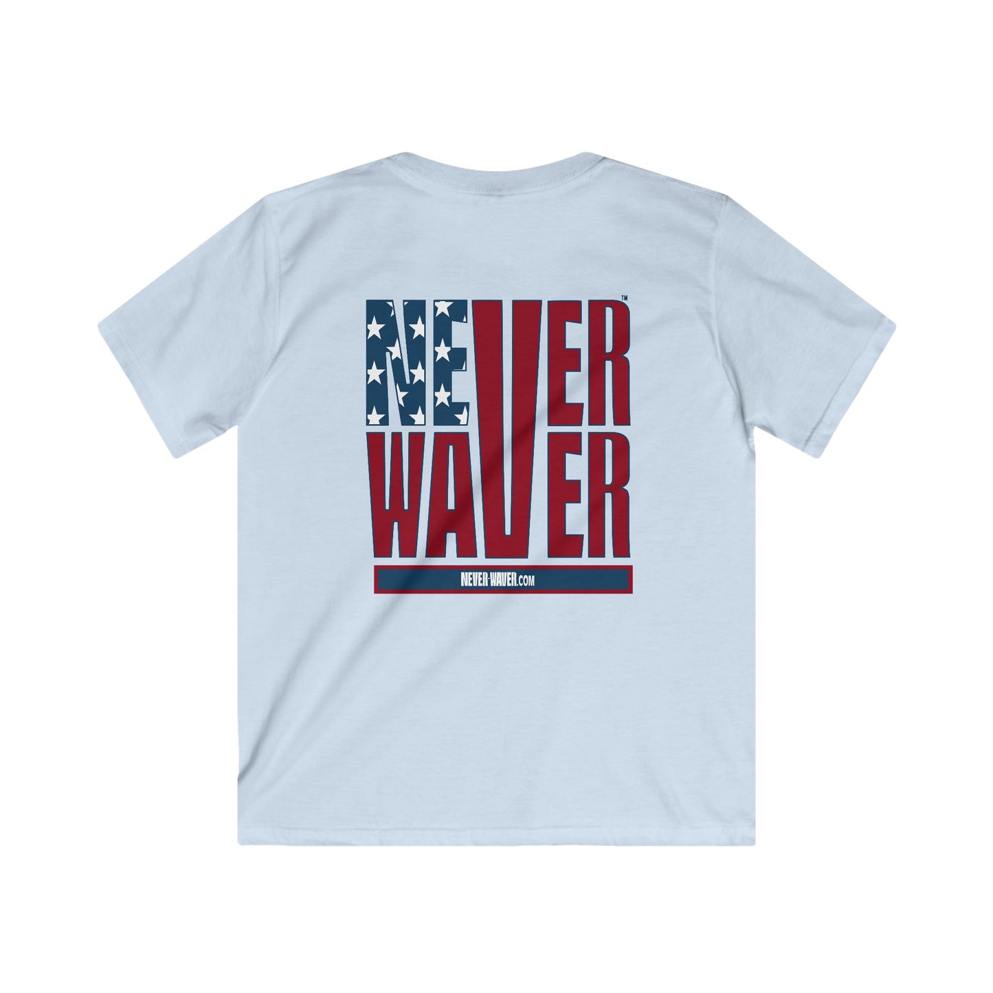 Never Waver Stylized Flag Design Kids Softstyle Tee
