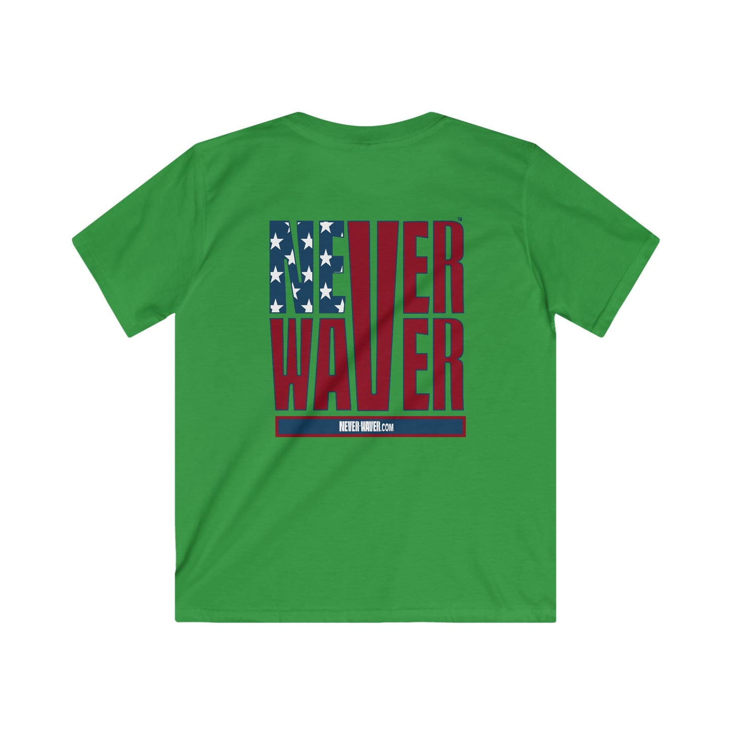 Never Waver Stylized Flag Design Kids Softstyle Tee
