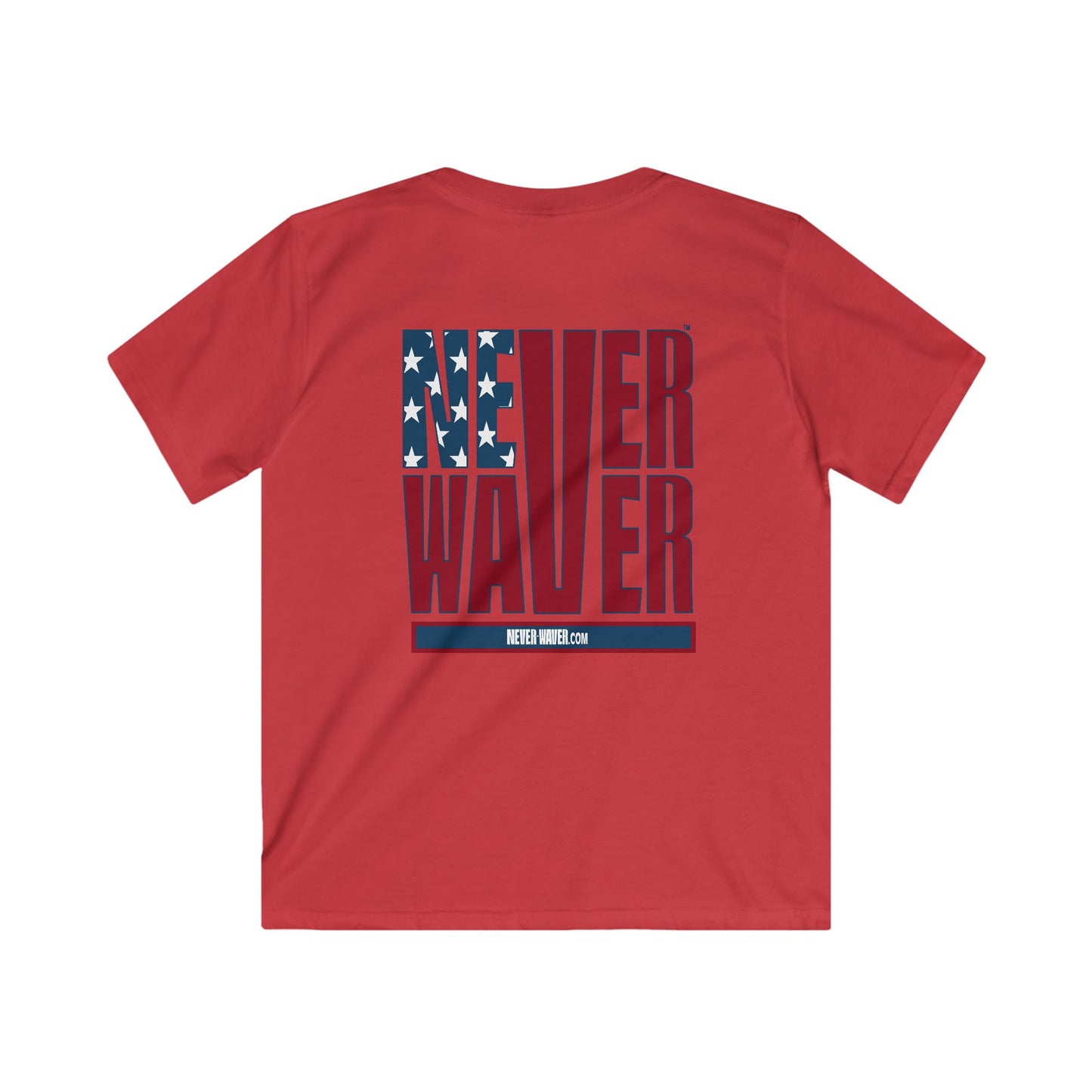Never Waver Stylized Flag Design Kids Softstyle Tee