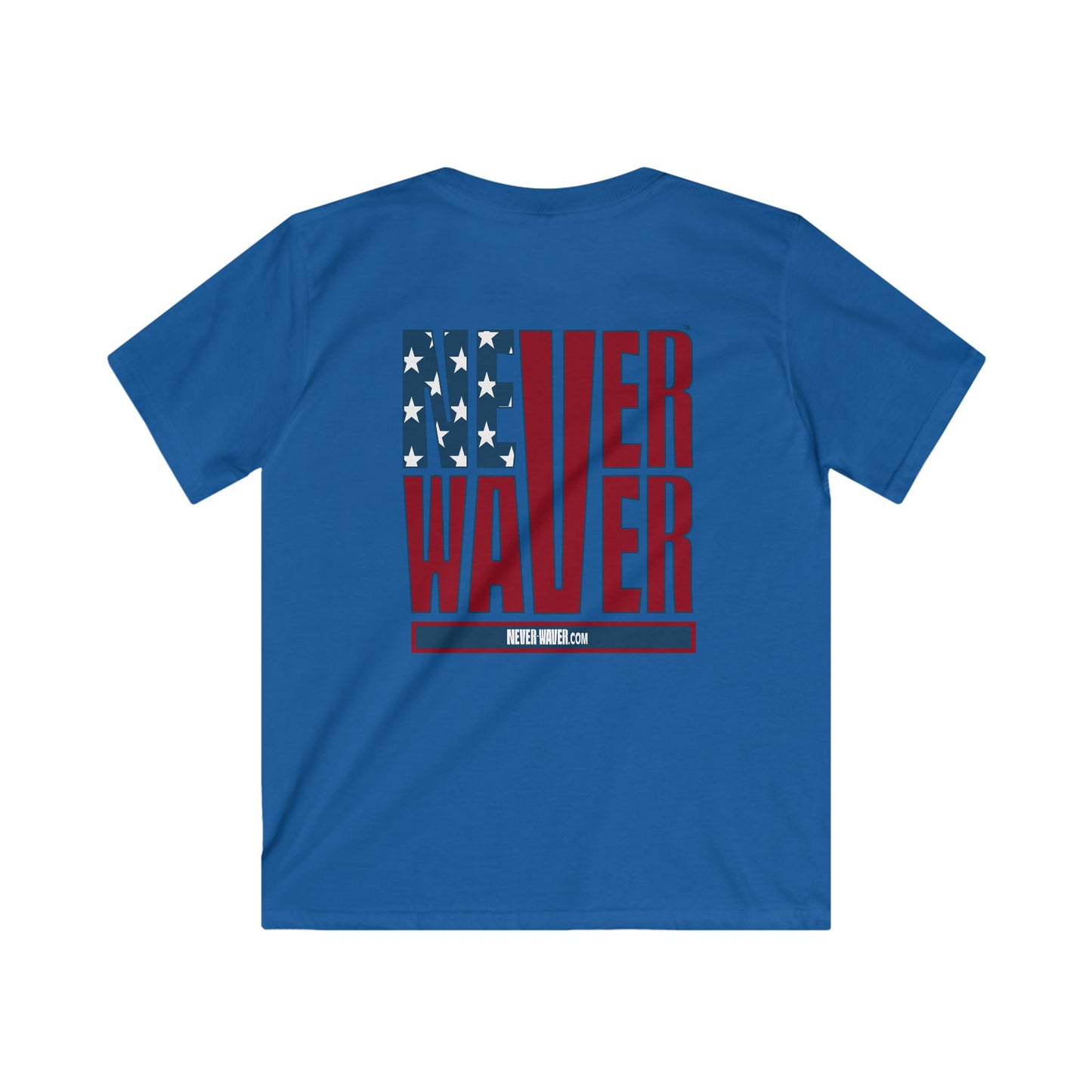 Never Waver Stylized Flag Design Kids Softstyle Tee