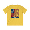 Never Waver Stylized Flag Design Kids Softstyle Tee