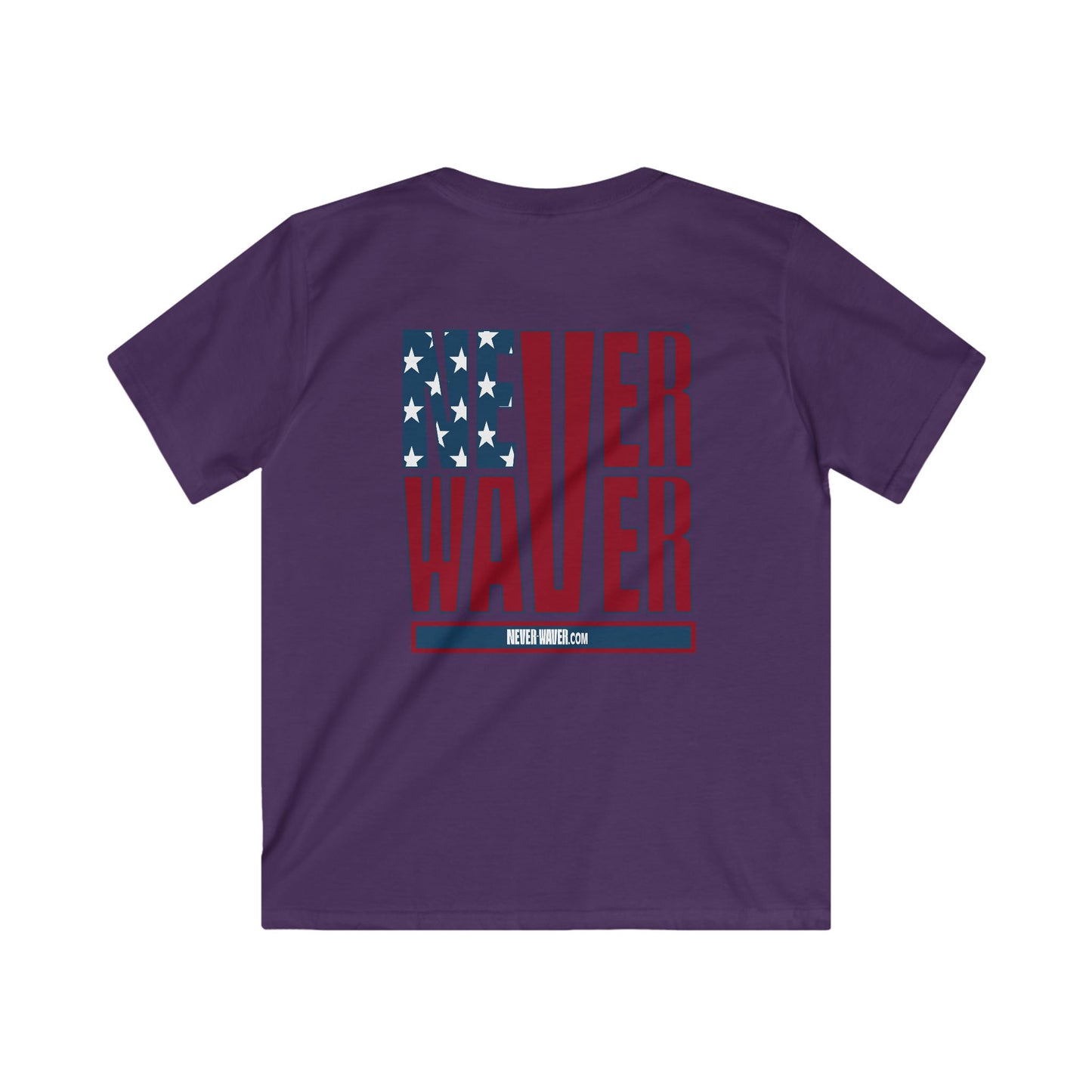 Never Waver Stylized Flag Design Kids Softstyle Tee
