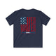 Never Waver® Stylized American Flag Kids Softstyle Tee by Printify