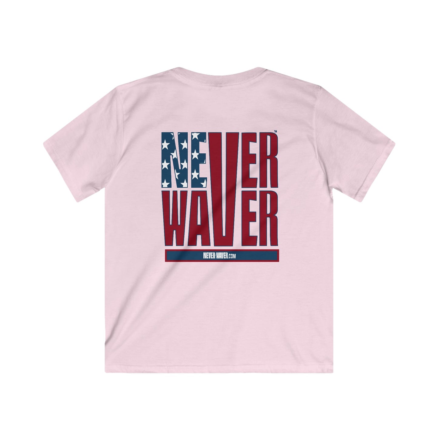 Never Waver Stylized Flag Design Kids Softstyle Tee
