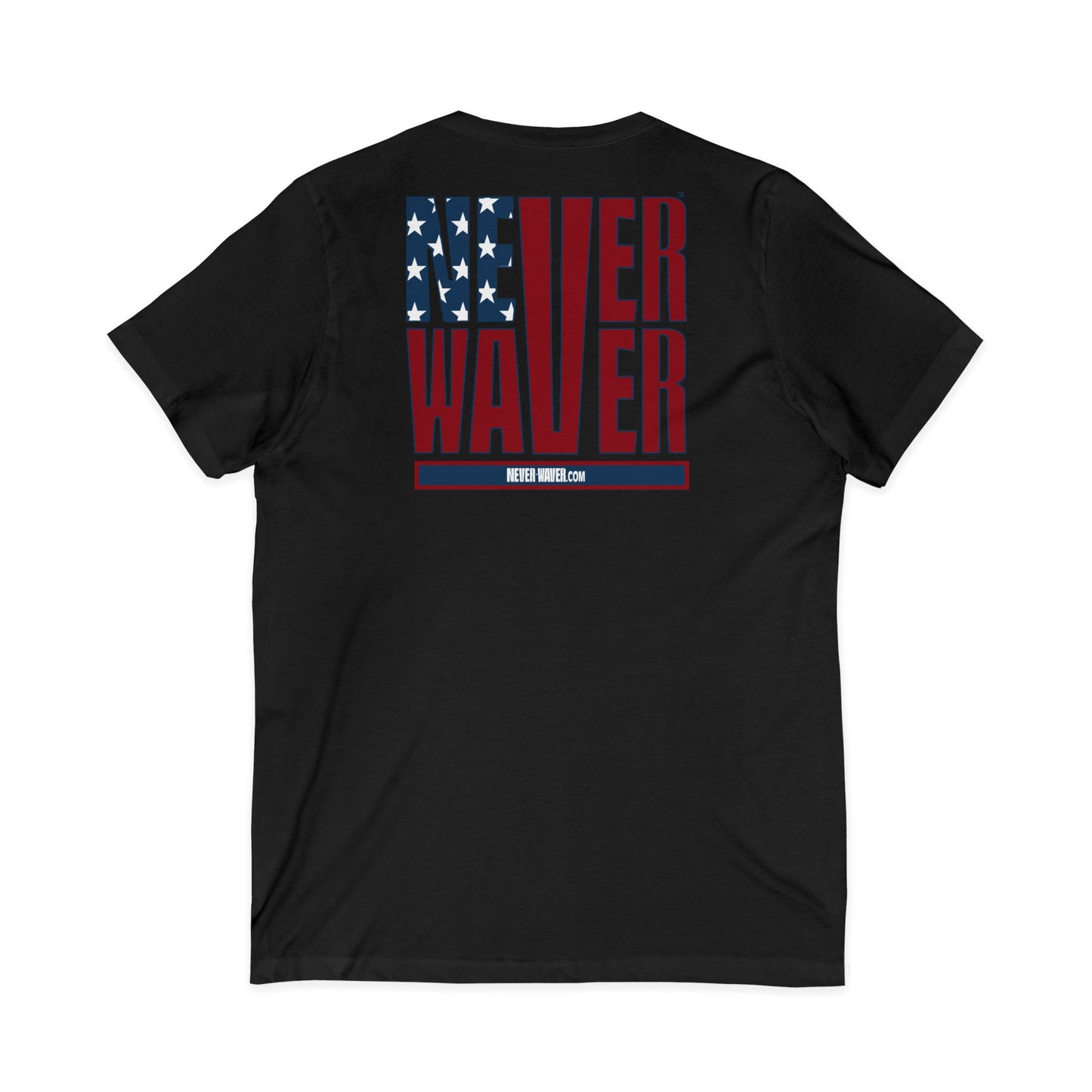 Never Waver Stylized Flag Design Unisex Jersey Short Sleeve V-Neck Tee
