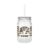 Never Waver Best Buckin' Dad Ever Patriotic Mason Jar with Straw - Ideal Gift for Dads