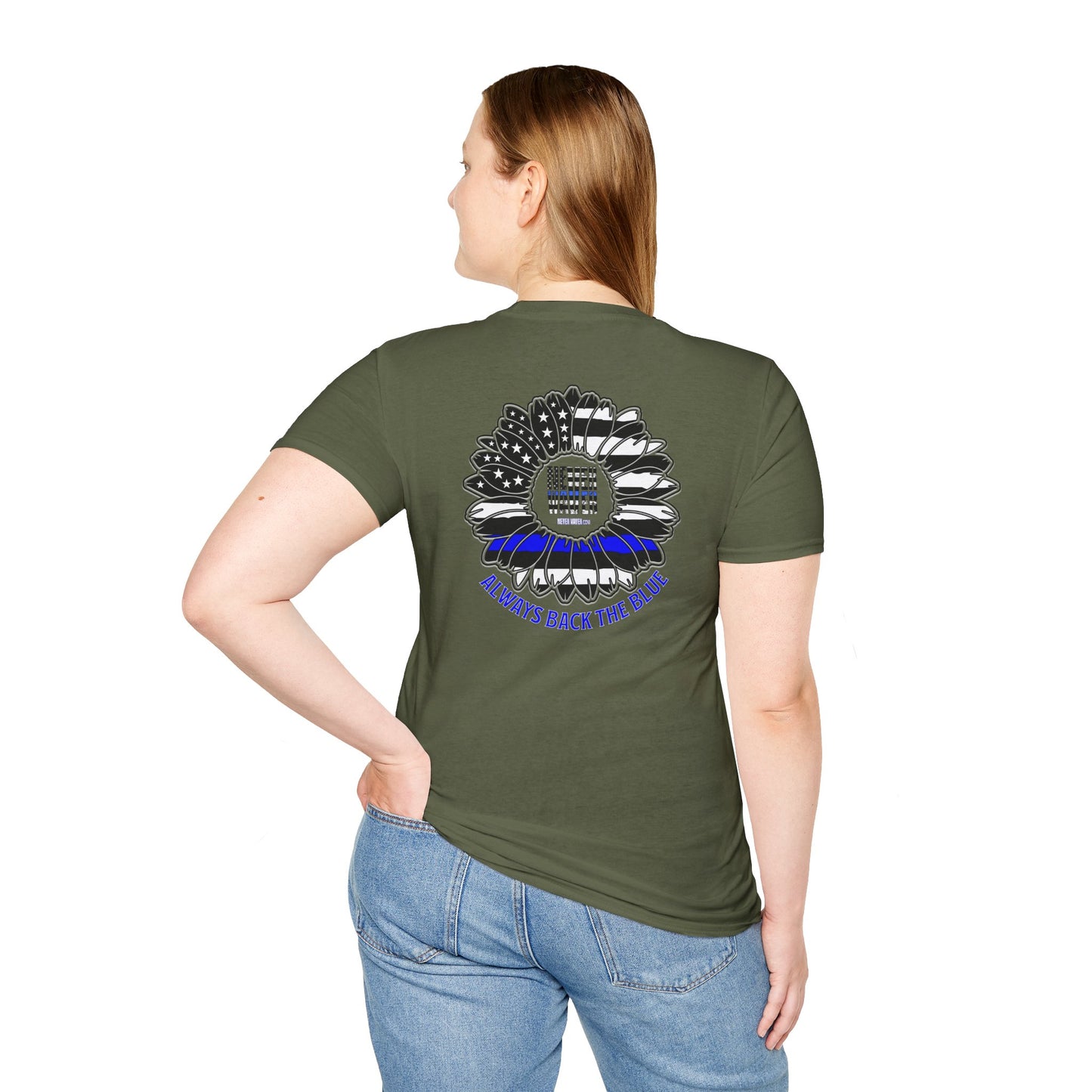 Never Waver Always Back The Blue Unisex Softstyle T-Shirt