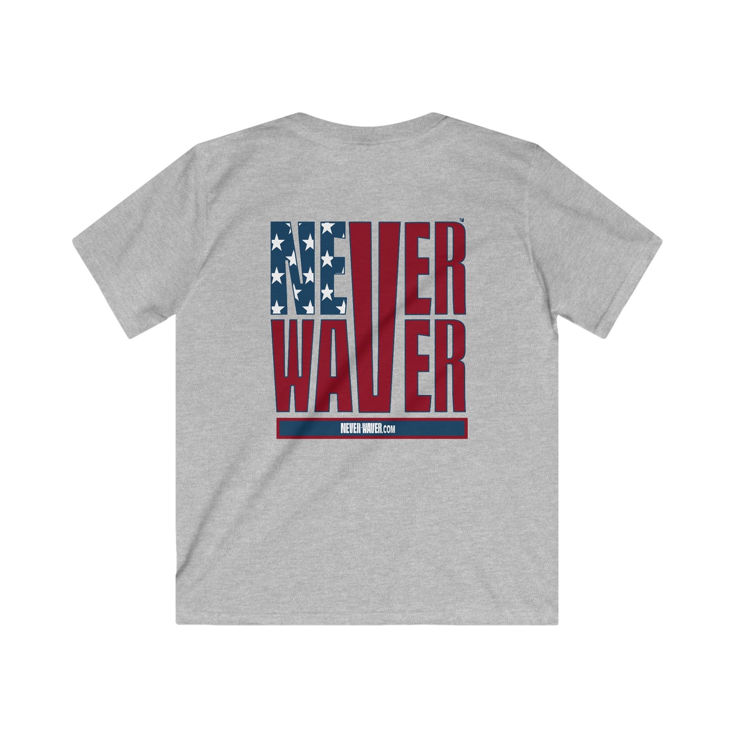 Never Waver Stylized Flag Design Kids Softstyle Tee