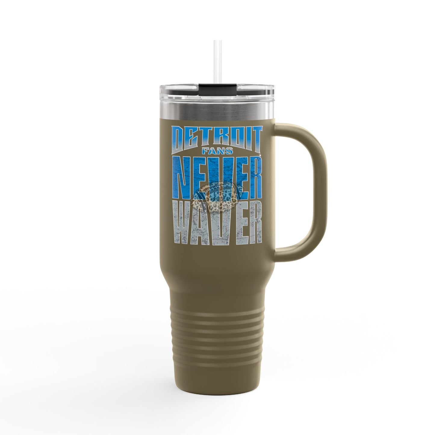 Detroit Fans Never Waver W-Leopard Football Insulated Travel Mug, 40oz
