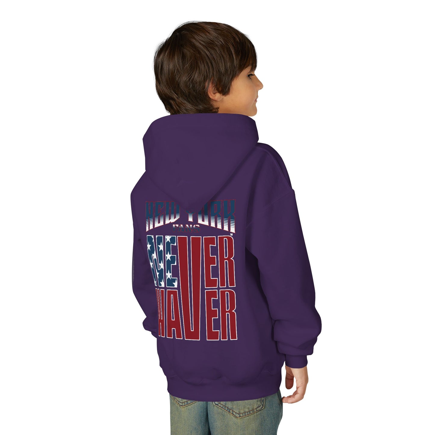 New York Fans Never Waver Youth Heavy Blend Hooded Sweatshirt