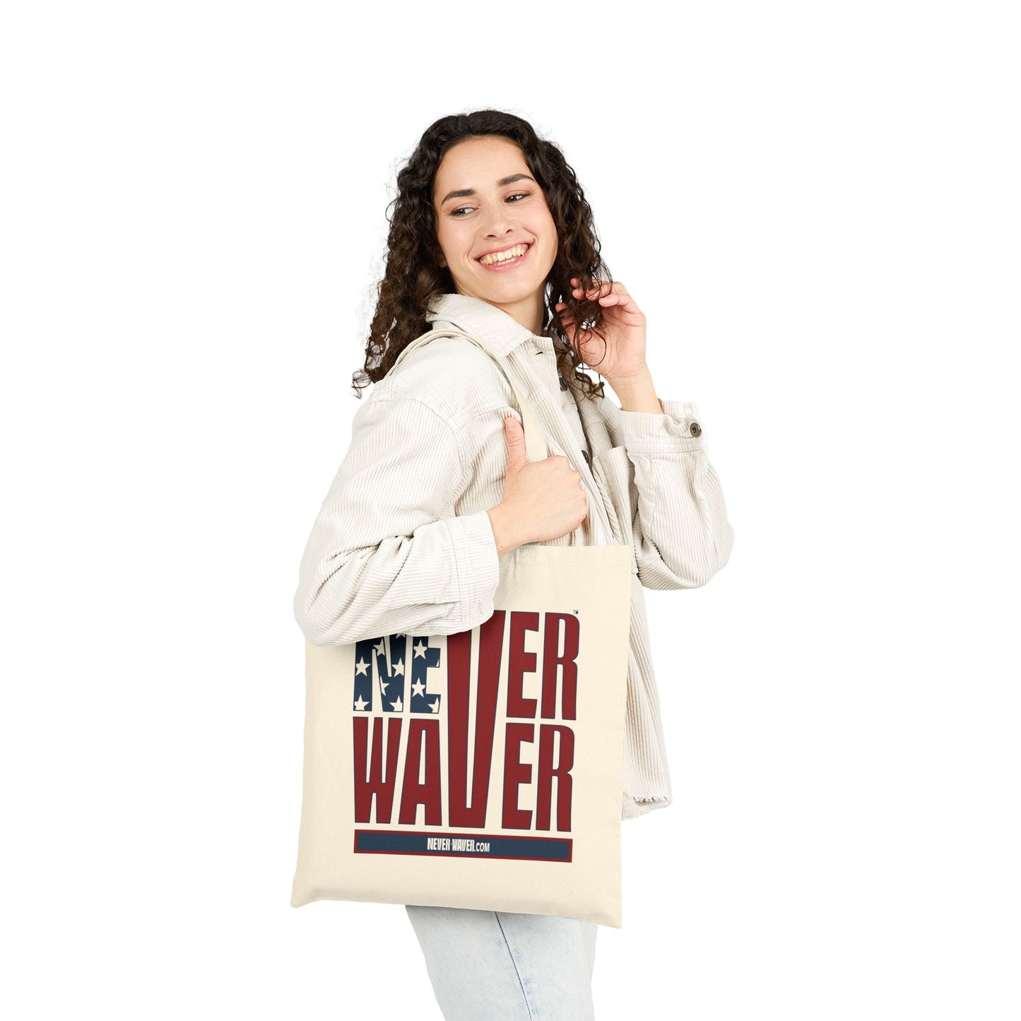 Never Waver Stylized Flag Design Cotton Canvas Tote Bag