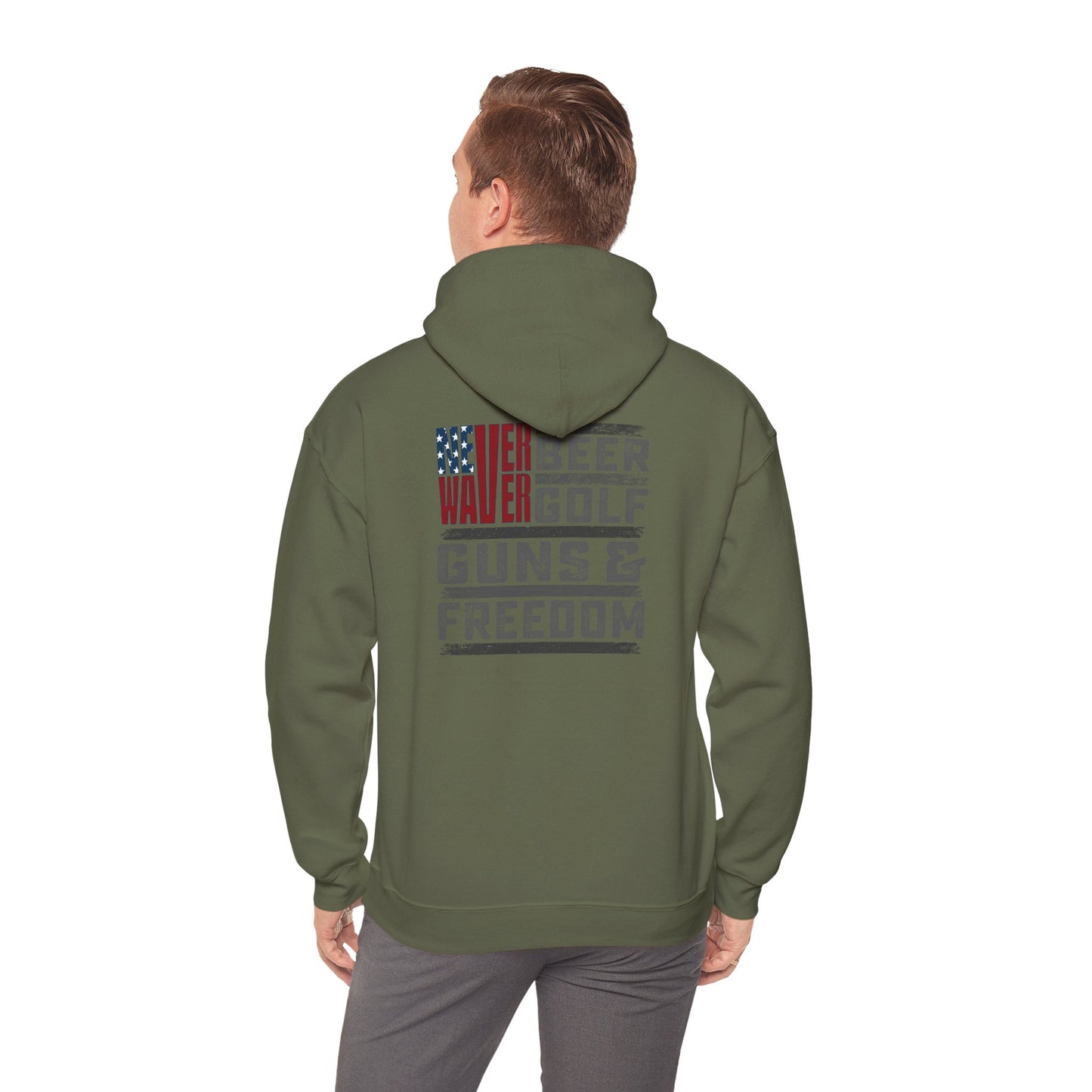 Never Waver Beer Golf Guns and Freedom Hoodie - Unisex Heavy Blend™ Sweatshirt