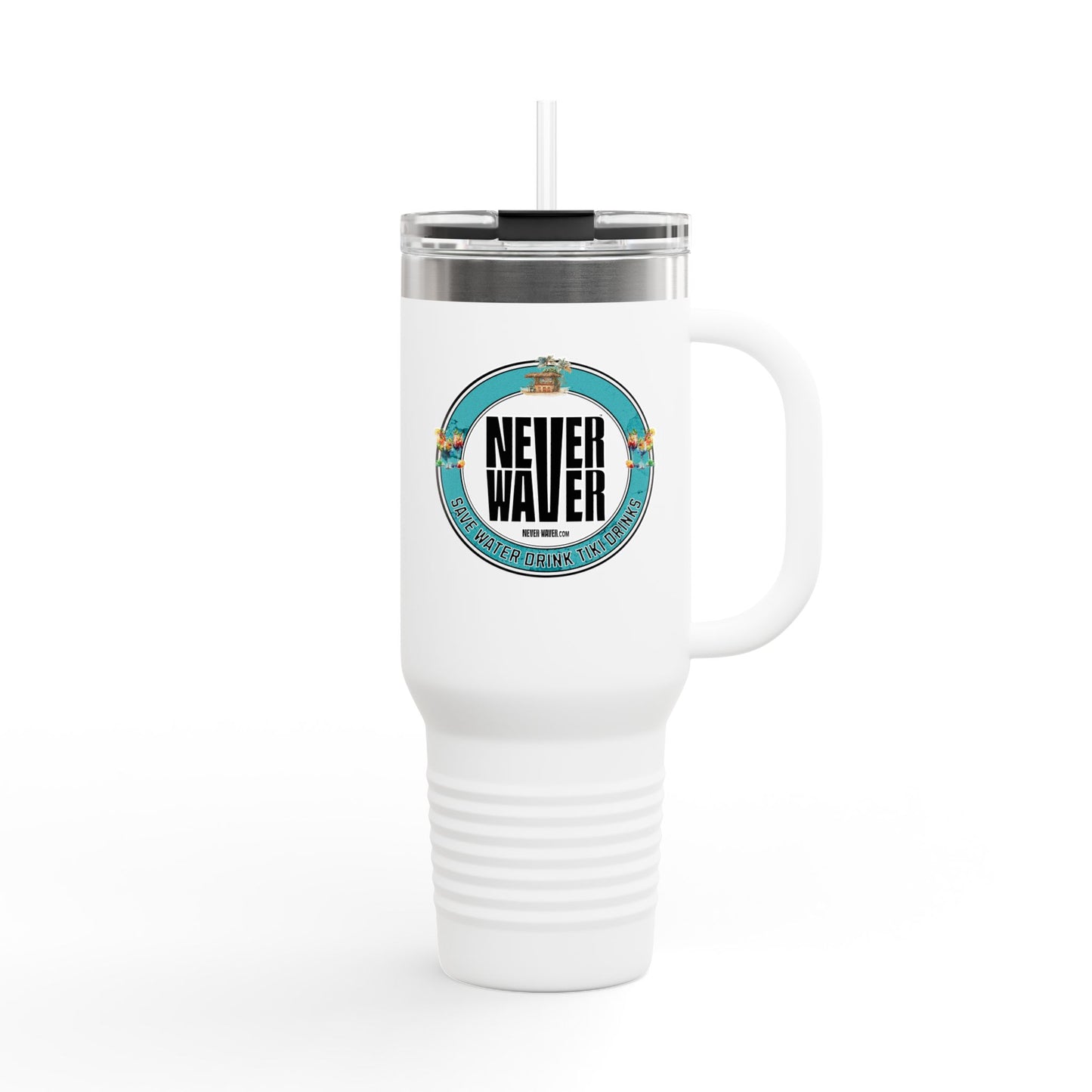Never Waver Save Water Drink Tiki Drinks Insulated Travel Mug, 40 oz
