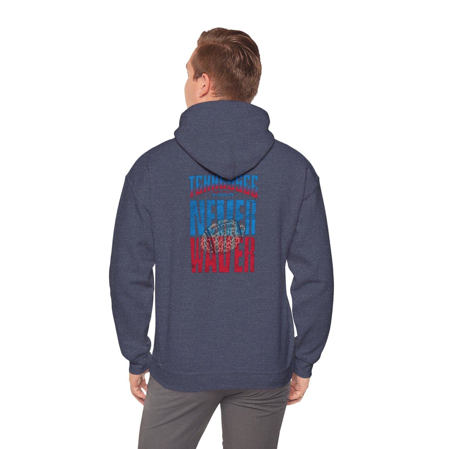 'Tennessee Fans Never Waver W Leopard Football' Casual Comfort for Team Fans Unisex Heavy Blend™ Hooded Sweatshirt