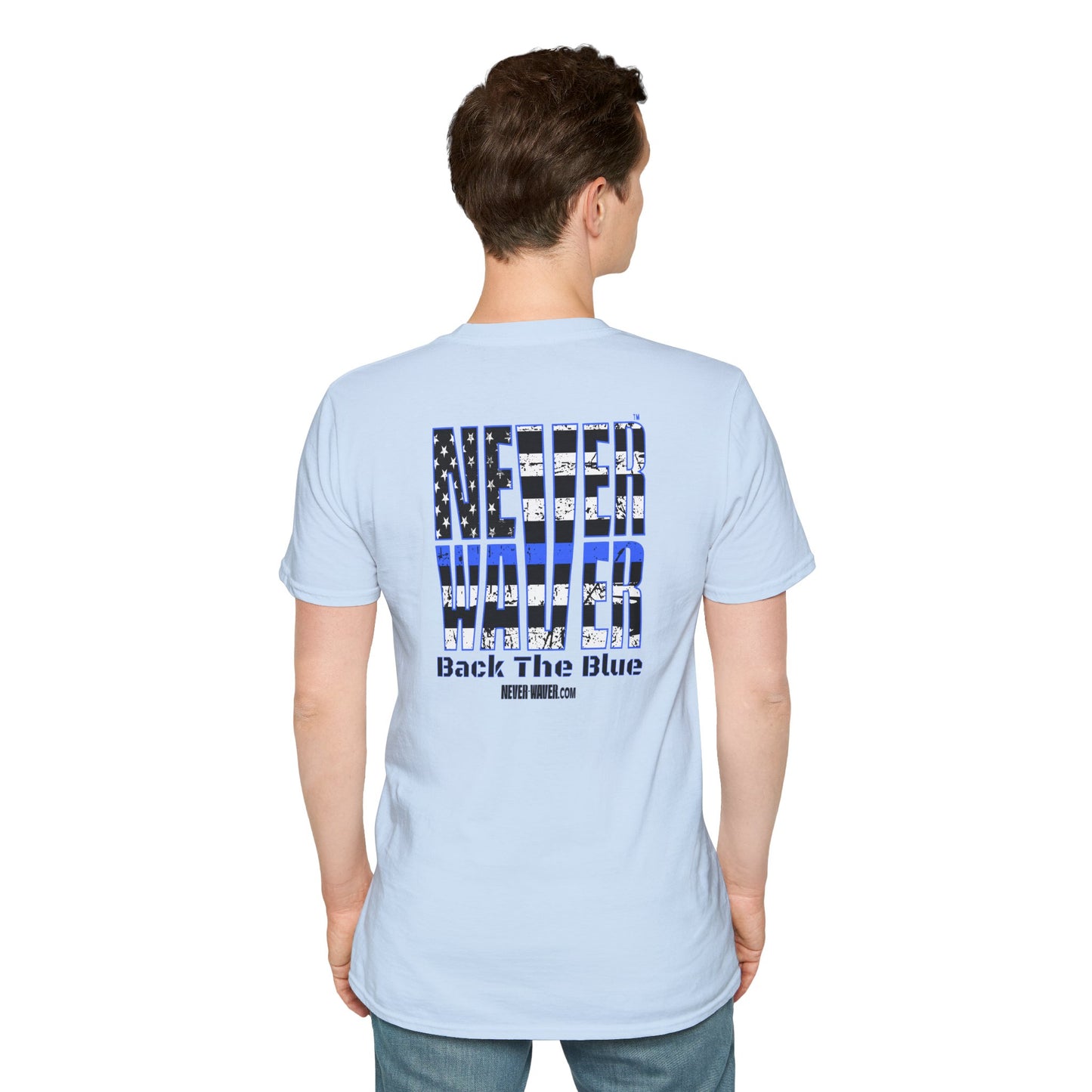 Never Waver Back The Blue  Unisex Softstyle T-Shirt