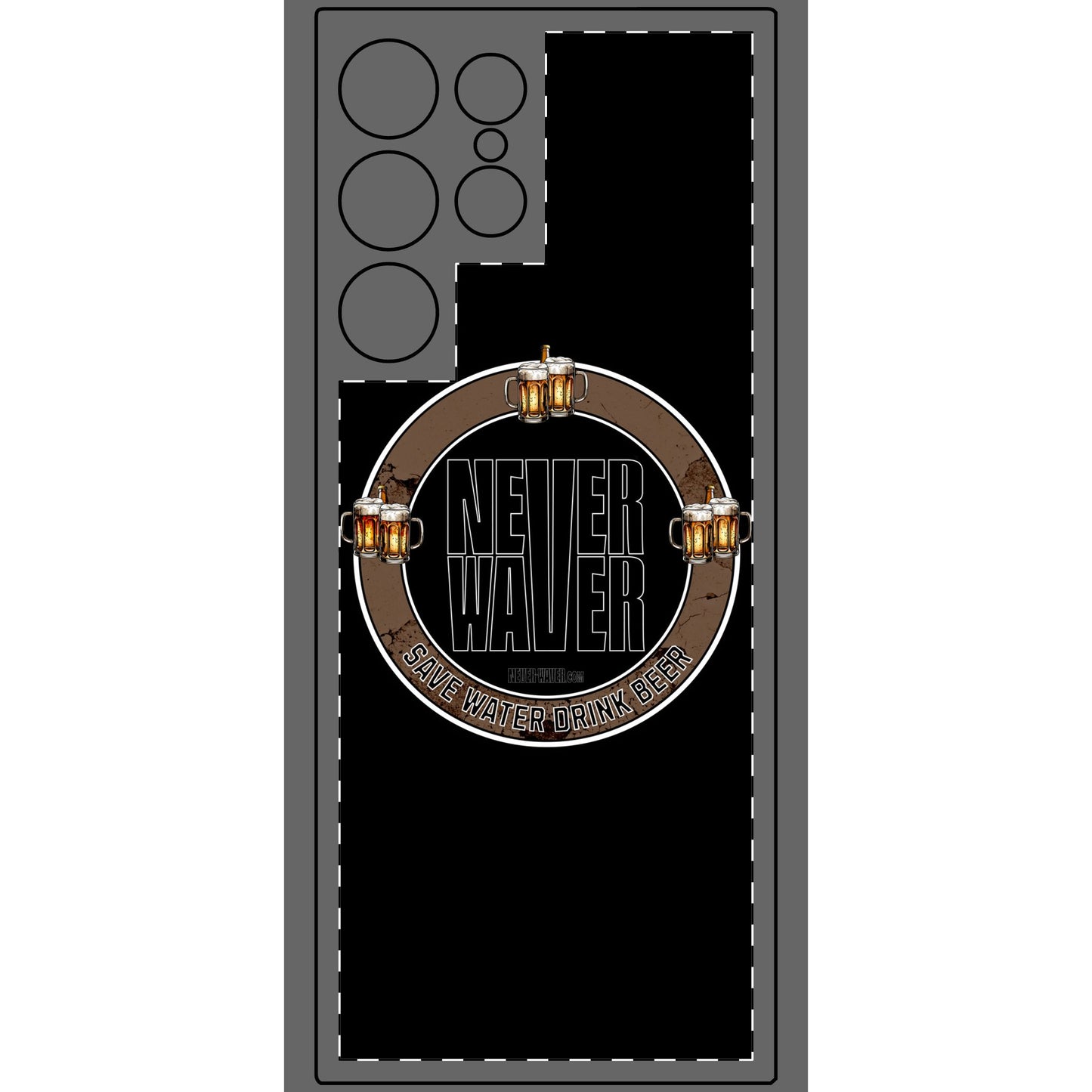 Never Waver Save Water Drink Beer Phone Skin - Beer Lover's Accessory