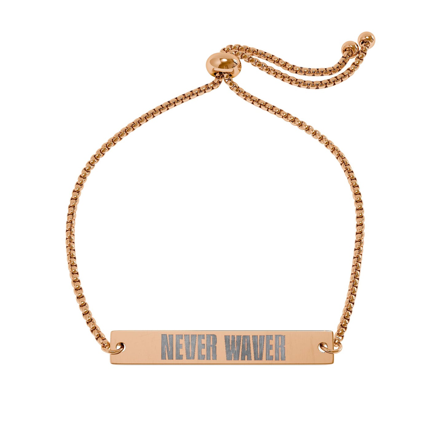 Never Waver Engravable Flat Bar Bracelet — Adjustable Personalized