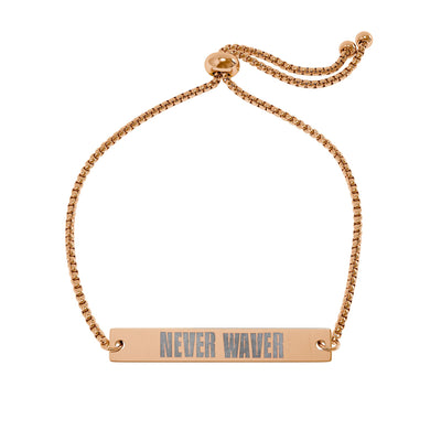 Never Waver Engravable Flat Bar Bracelet — Adjustable Personalized