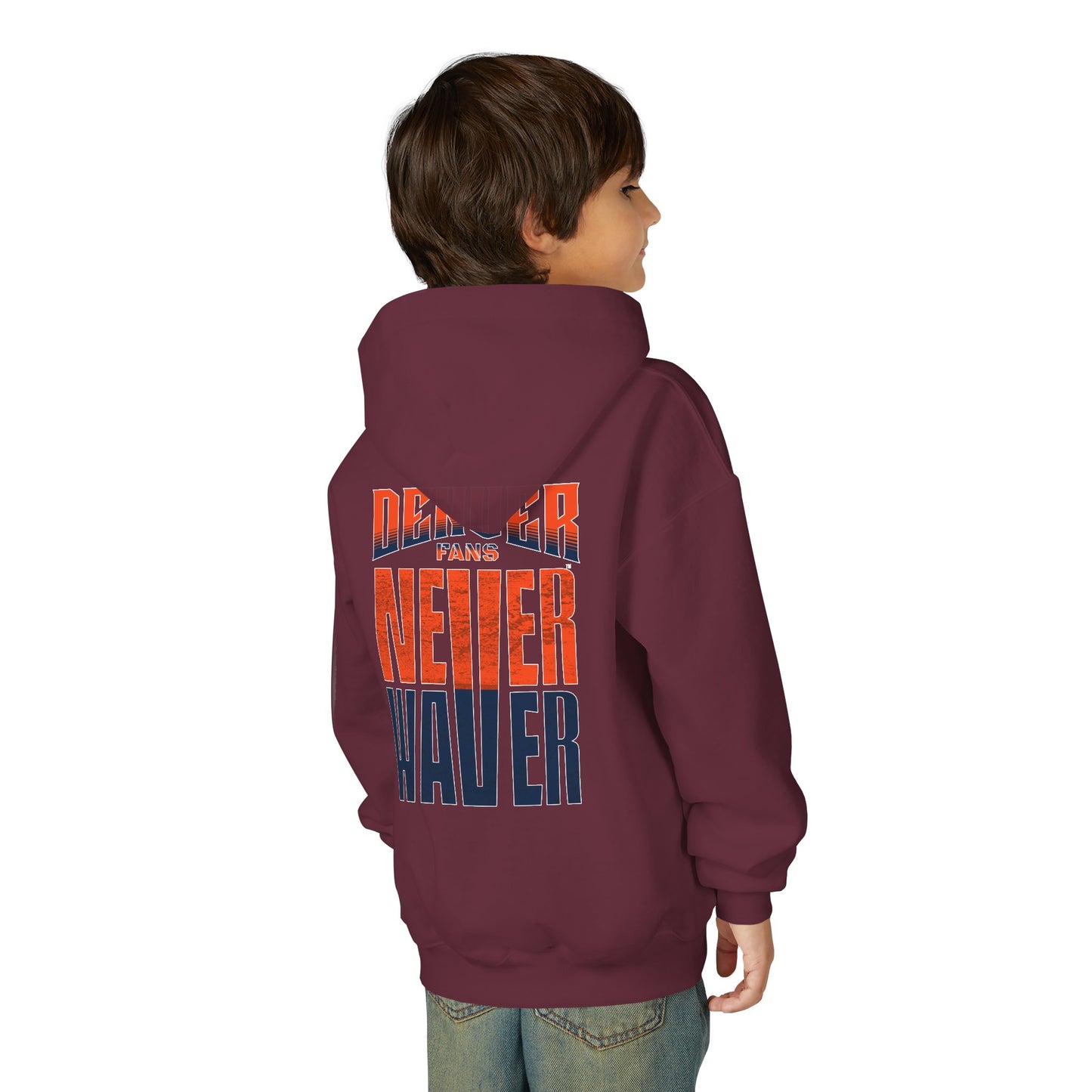 Denver Fans Never Waver Youth Heavy Blend Hoodie Sweatshirt