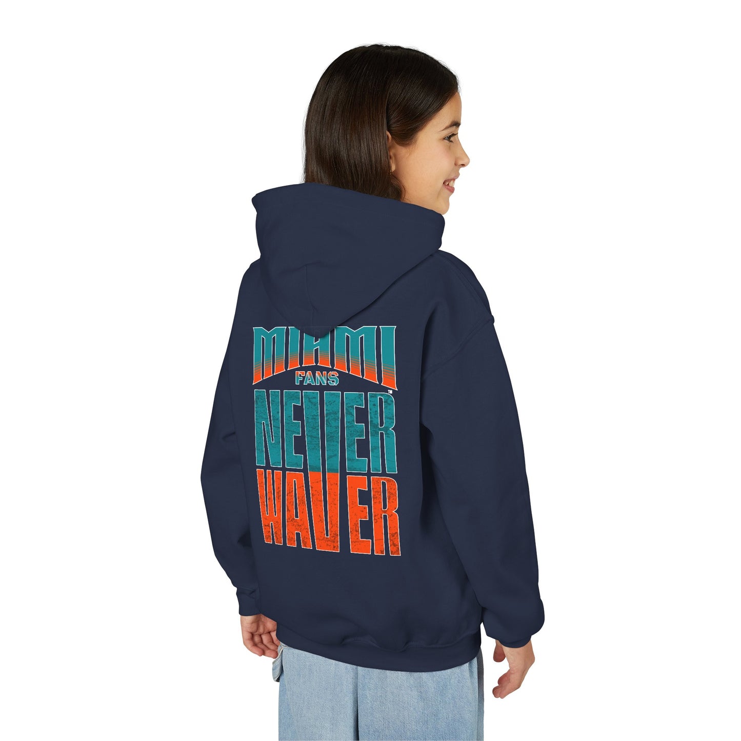 Miami Fans Never Waver Youth Heavy Blend Hooded Sweatshirt
