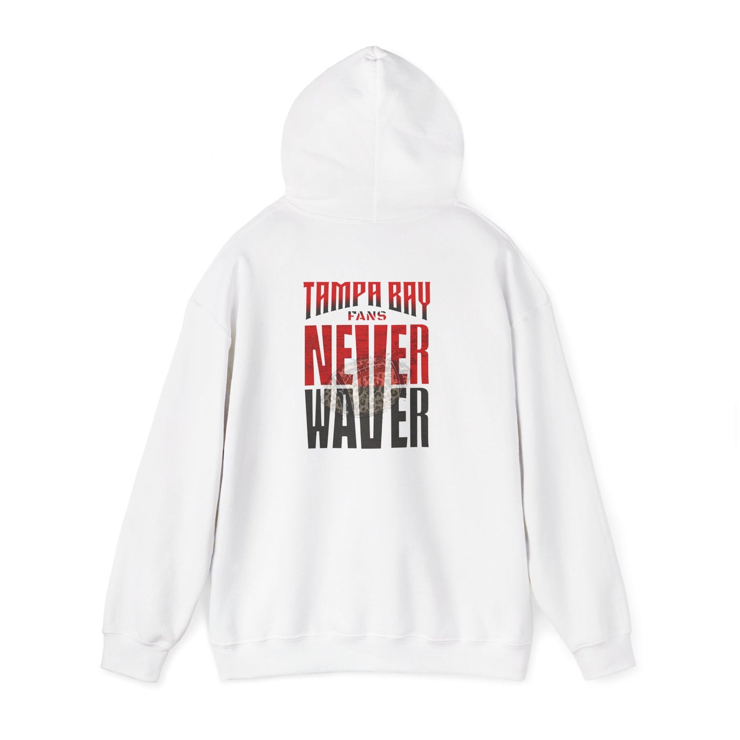 Tampa Bay Fans  Never Waver  w Leopard Football Unisex Heavy Blend™ Hoodie - Perfect for Sports Fans
