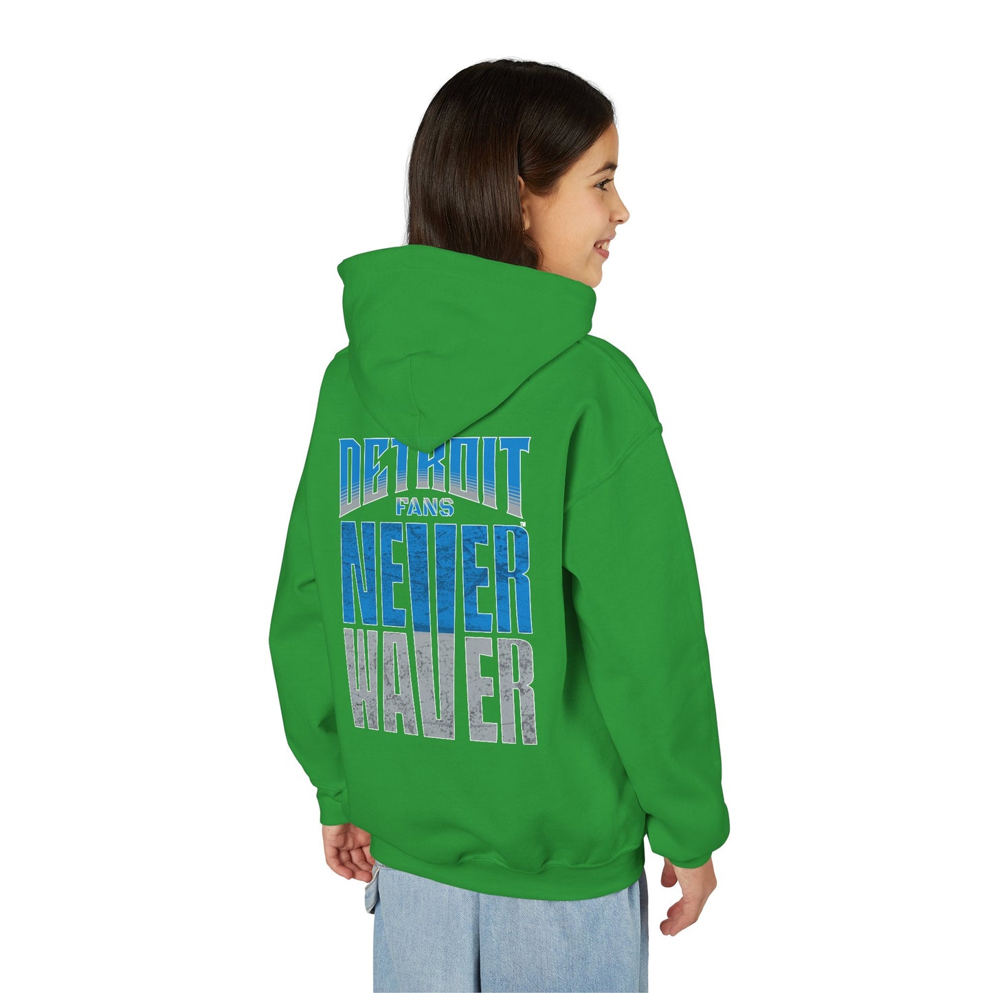 Detroit Fans Never Waver Youth Heavy Blend Hooded Sweatshirt