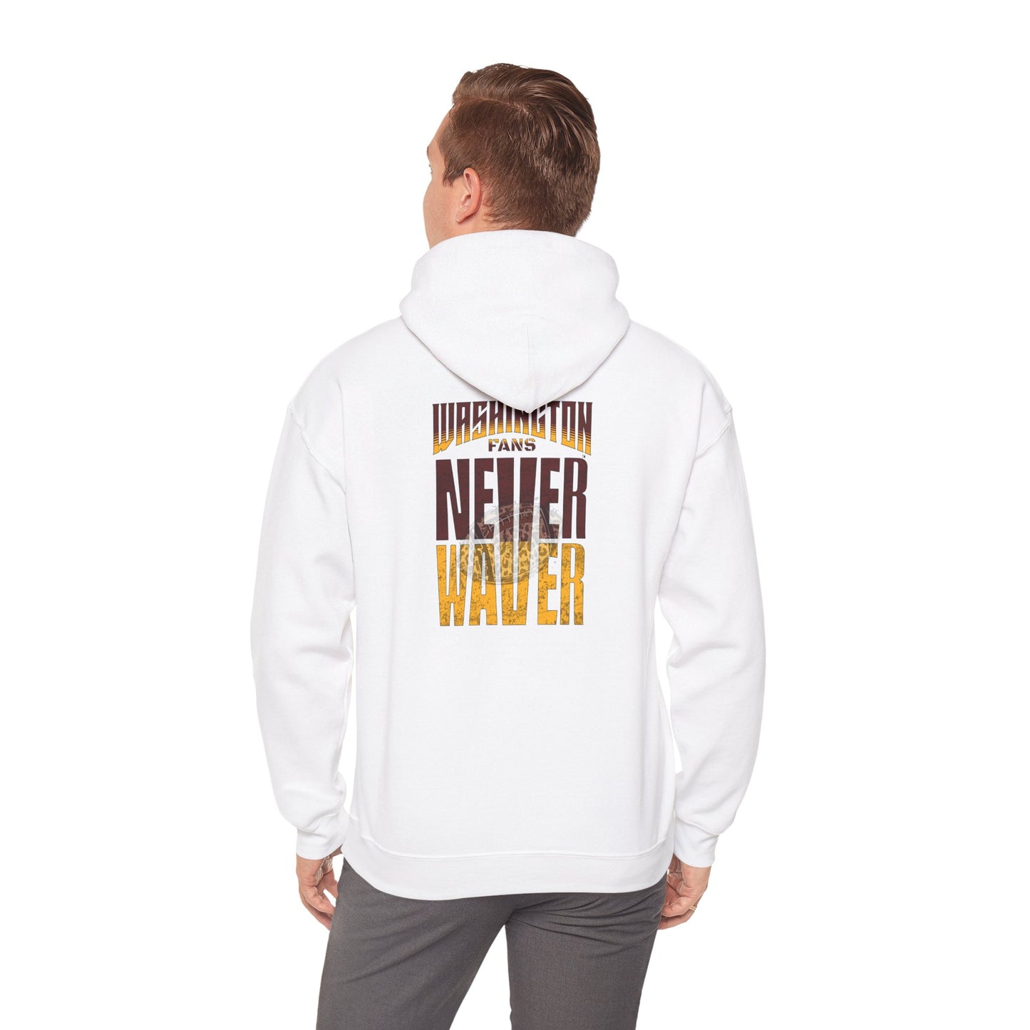 Unisex Heavy Blend™ Hooded Sweatshirt - Washington Fans Never Waver W Leopard Football- Perfect for Sports Fans