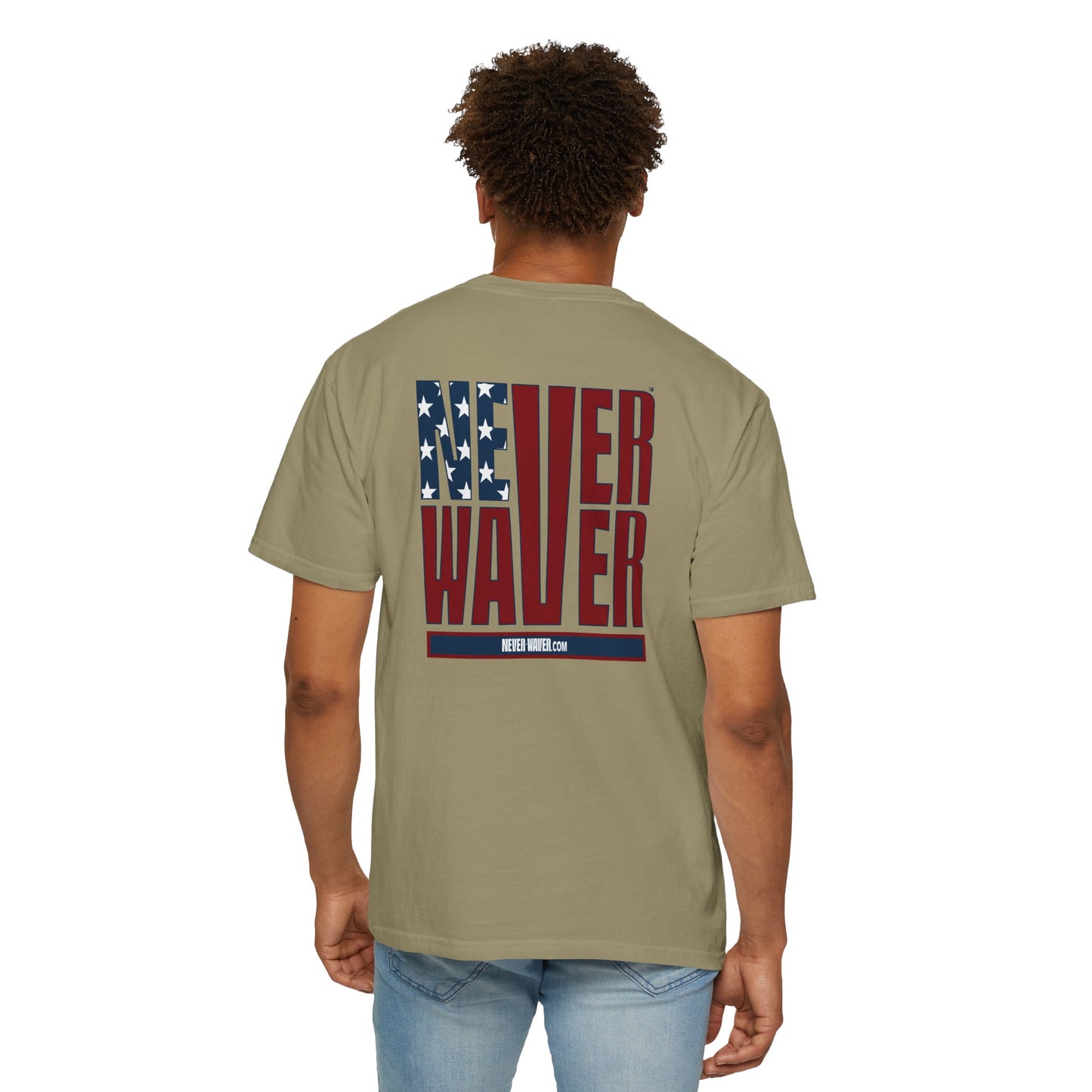 'Never Waver' Design Patriotic Unisex Garment-Dyed T-Shirt