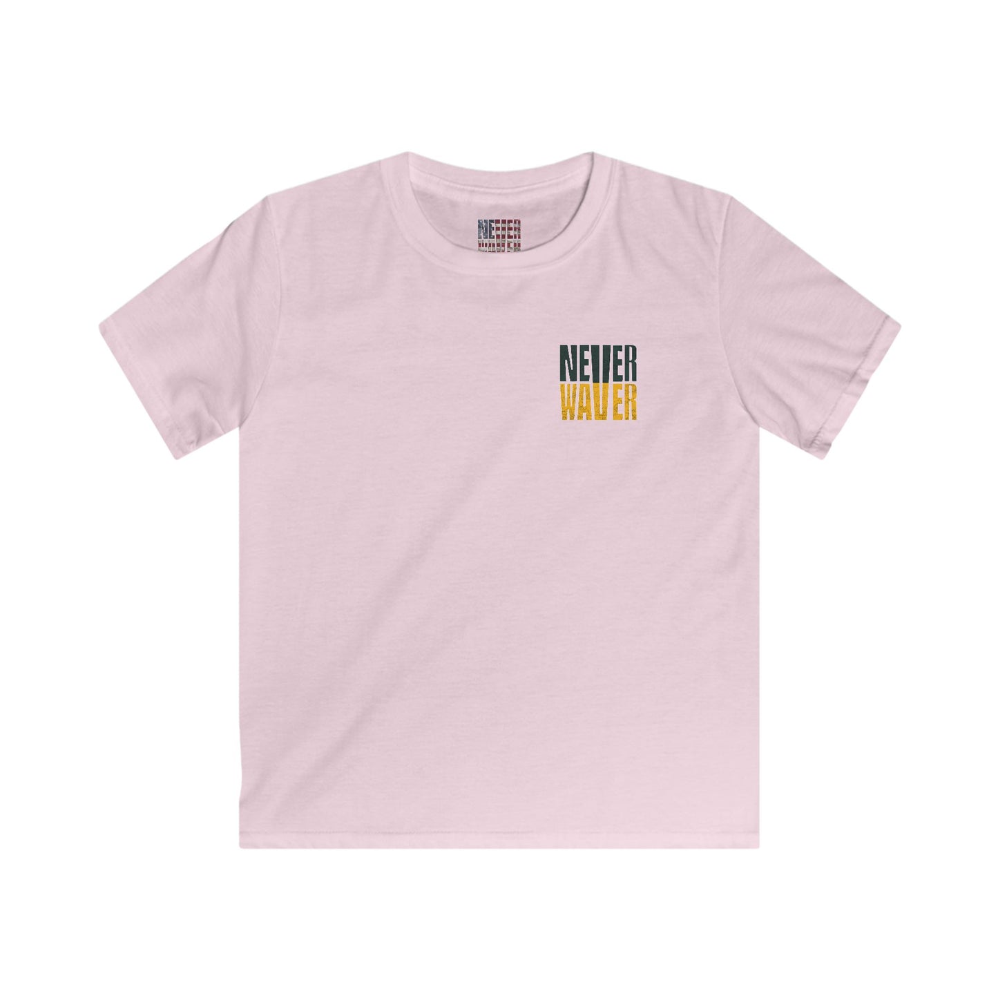 Green Bay Fans Never Waver Kids Softstyle Tee