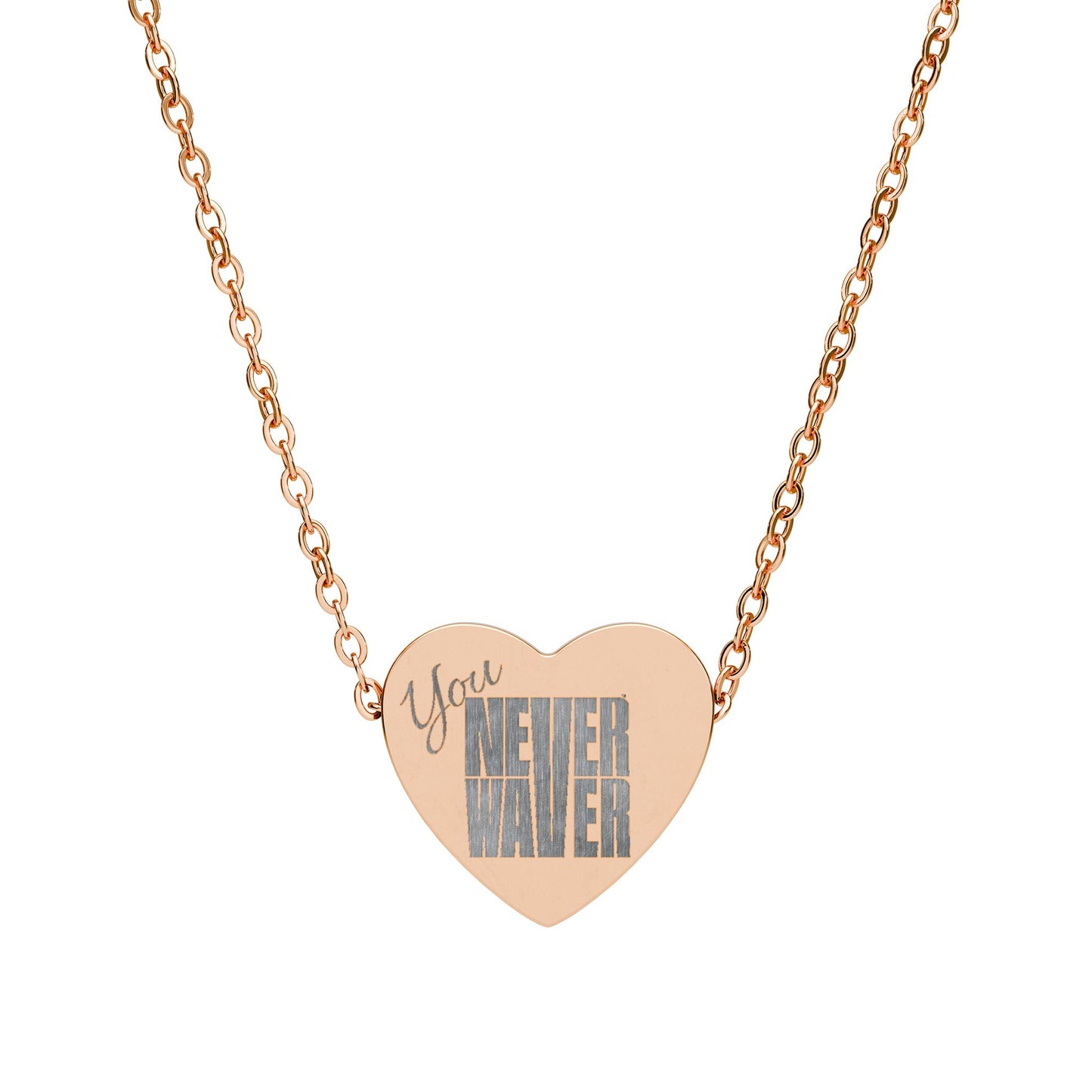 Engraved Heart Necklace You Never Waver