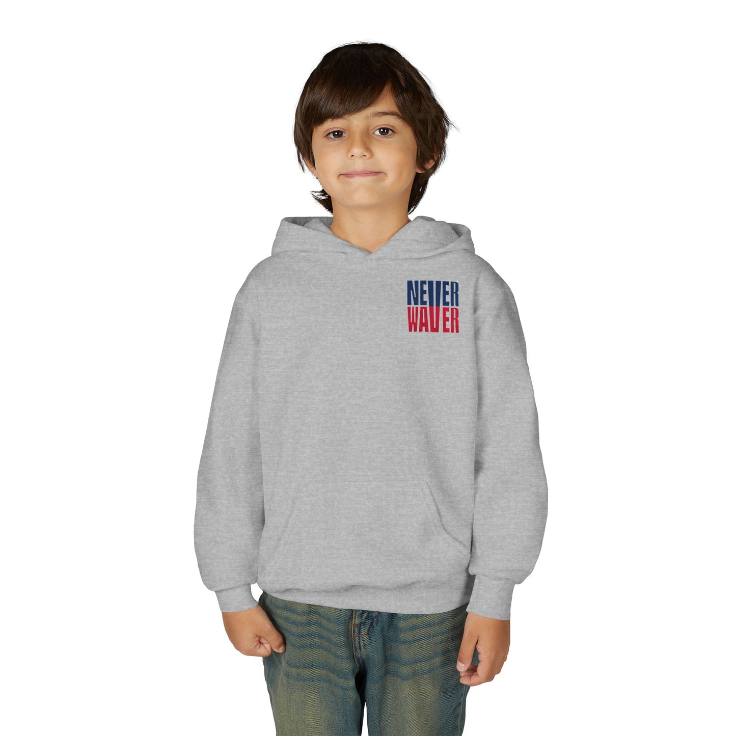 New England Fans Never Waver Youth Heavy Blend Hooded Sweatshirt