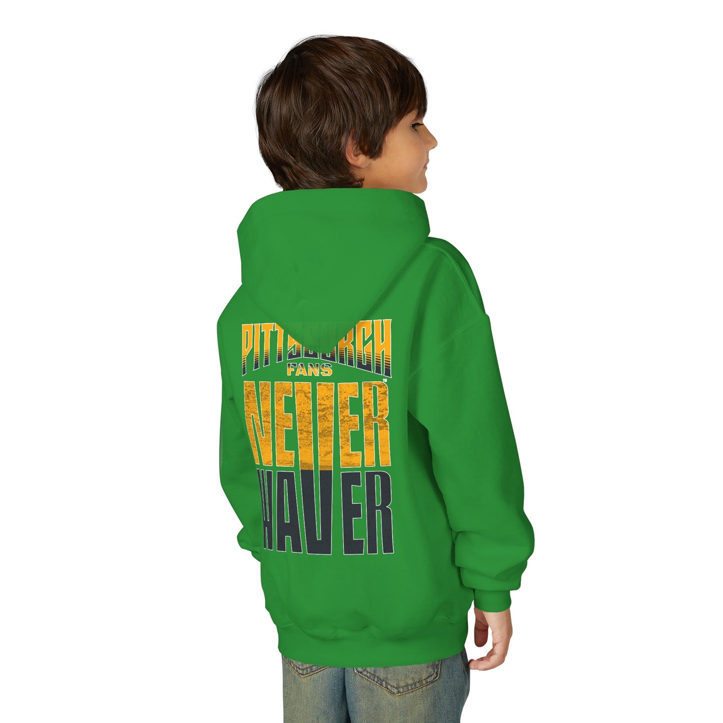 Pittsburgh Fans Never Waver Youth Heavy Blend Hooded Sweatshirt