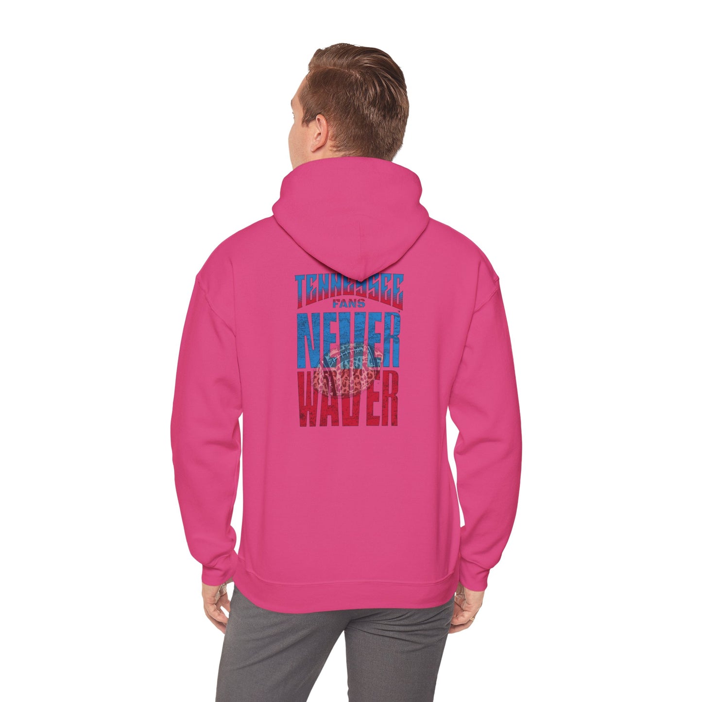 'Tennessee Fans Never Waver W Leopard Football' Casual Comfort for Team Fans Unisex Heavy Blend™ Hooded Sweatshirt
